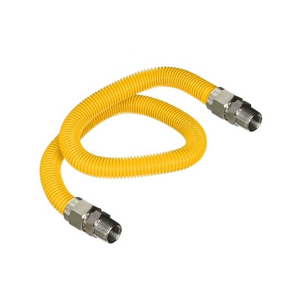 Flextron Gas Line Hose 5/8'' O.D.x60'' Len 3/4" MIP Fittings Yellow Coated Stainless Steel Flexible Connector FTGC-YC12-60N - main